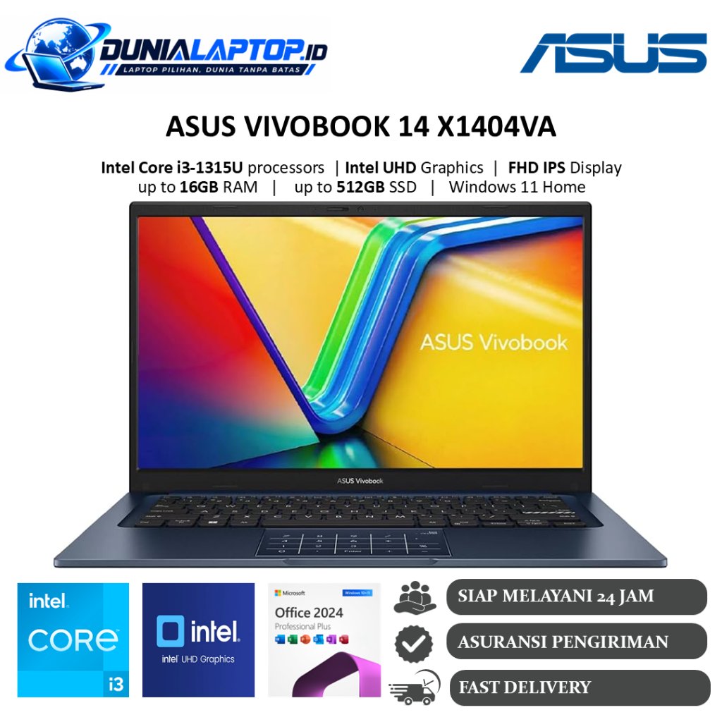 Laptop Asus Vivobook 14 X1404VA Intel Core i3 Ram 16GB SSD 512GB 14" FHD IPS NumberPad WIN11HOME