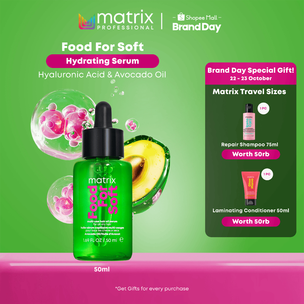 [BARU] Matrix Food For Soft Multi-use Hair Oil Serum 30ml and 50ml - Serum Professional untuk Rambut Kering, Kasar dan Susah Diatur - Mengandung Hyaluronic Acid dan Avocado Oil
