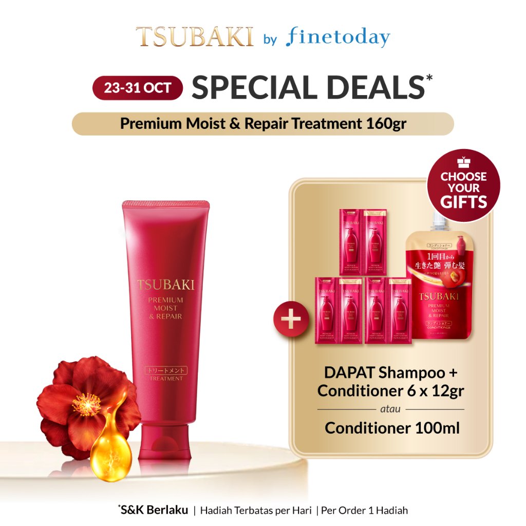 Jual [BUY 1 GET 7] TSUBAKI Premium Moist & Repair Treatment 160gr ...