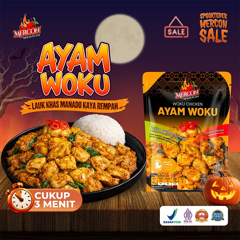 Jual AYAM WOKU - Mercon Merah Putih Makanan Praktis Lauk Siap Makan ...
