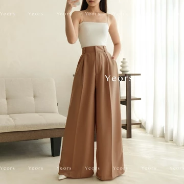 YEORS Hana Pants Celana Wide Kulot Polyester Anti Kusut Trousers Kantor Formal Casual Woman