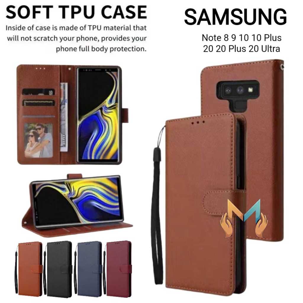 Case Samsung note 10 10 plus 20 20 plus 20 ultra Flip Casing Dompet  Kulit Buka Tutup