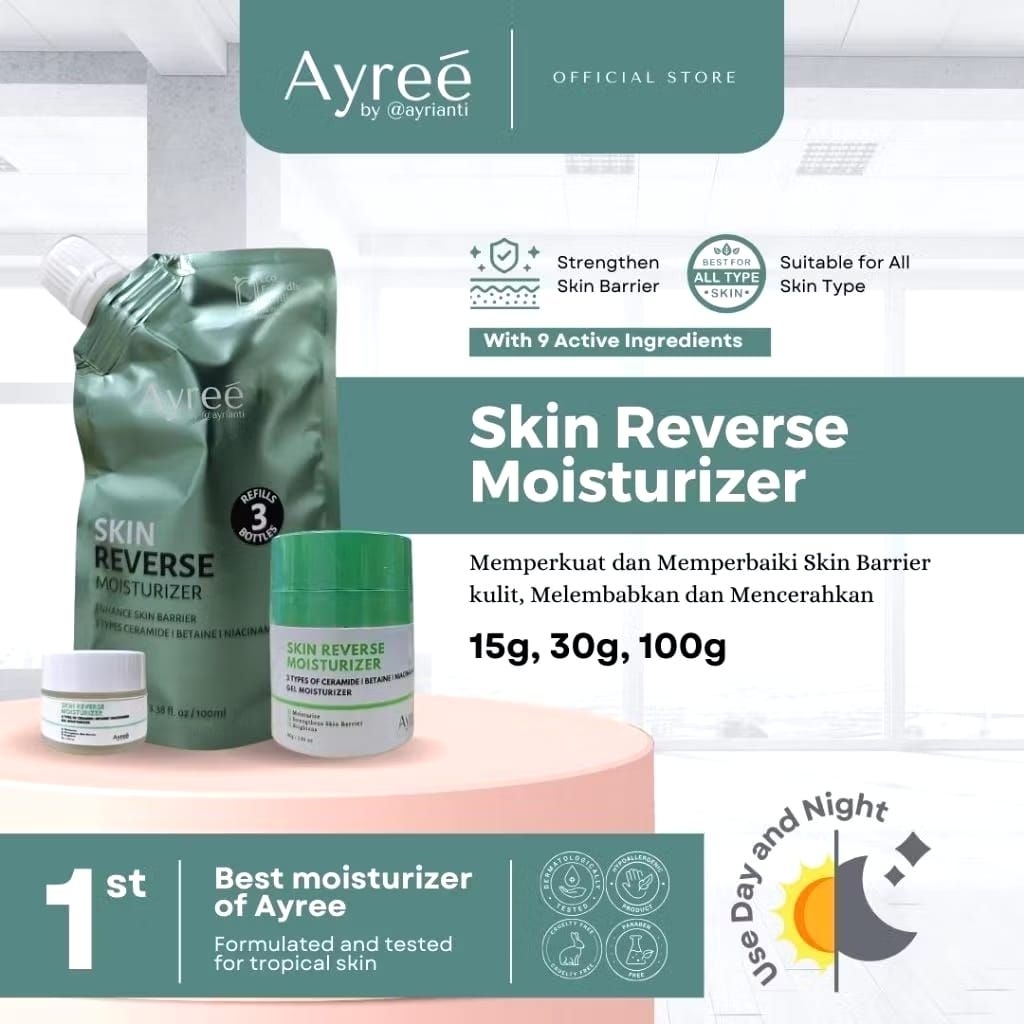 Jual Ayree Skin Reverse Moisturizer 100g, 30g, 15g - For Stronger Skin ...