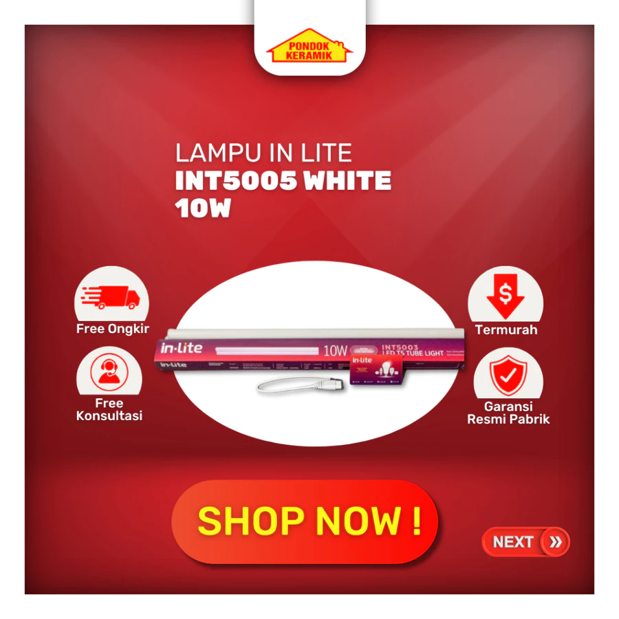 Lampu LED T5 10W 10 W 10WATT 10 WATT INLITE IN-LITE INT5005 60 Cm