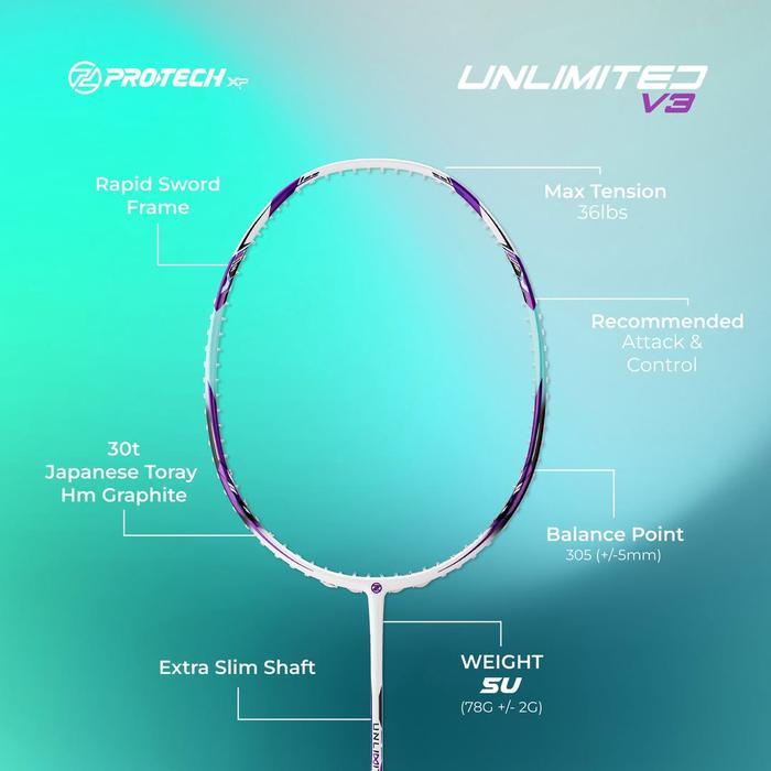 Jual Raket Badminton PROTECH Badminton Racket - Unlimited V3(5U)(MAX ...