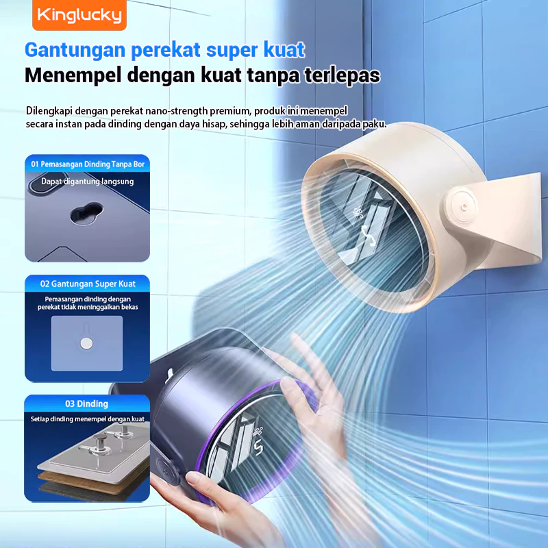 kinglucky kipas Angin bisu Strong Wind 5 Gear Wind Speed kipas dinding Digital Display Adjustable Turbo kipas meja kipas dinding Dapat dikenakan biaya - foto 1