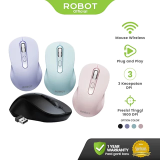 ROBOT Mouse Wireless Mouse Laptop Tanpa Kabel M206 Koneksi USB 2.4G Untuk Windows, Mac, Linux dan ChromeOS Original Garansi 1 Tahun