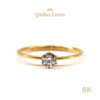Graha Emas Cincin Emas Kuning Bentuk Solitaire 8K - Yellow Gold Solitaire Model Ring 8 Carat M1438