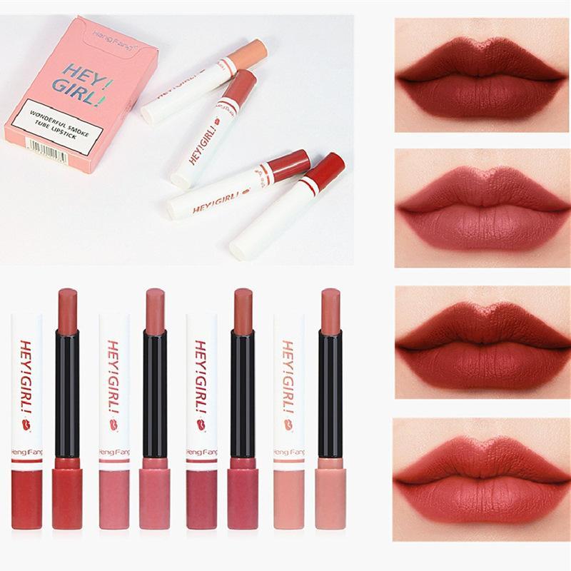 Jual 1 BOX ISI 4 PCS Lipstick HengFang Hey Girl Smoke Lips Matte 4 ...
