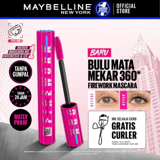 MAYBELLINE OFFICIAL Firework Waterproof Mascara 6ml - Bulu Mata Mekar Tahan 24 Jam Dramatis Maskara Eye Make up Black Tanpa Gumpal Panjang no clump volume lash lift bulu mata palsu