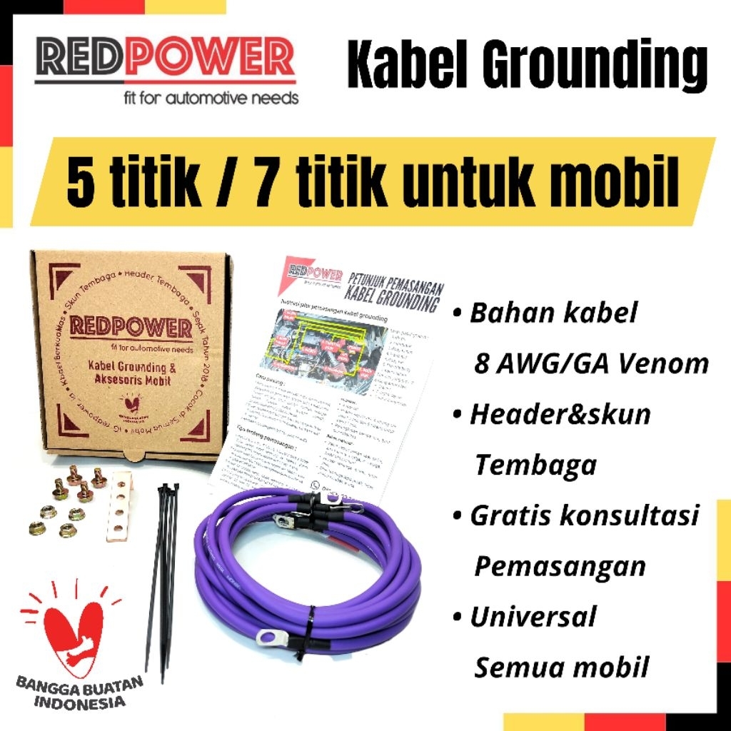 Jual Redpower kabel grounding mobil Ungu 8 awg / 8 GA Venom ground 8awg ...