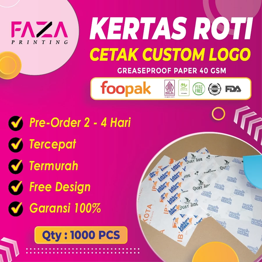Custom Kertas Roti Foodgrade (1000pcs)