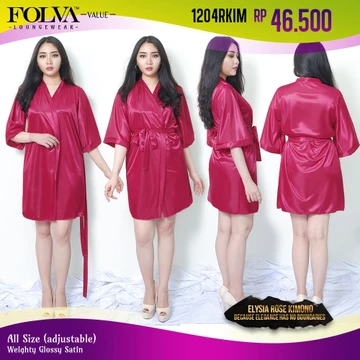 FOLVA Baju Tidur Piyama Wanita Kimono Bridesmaid Robe Satin All Size