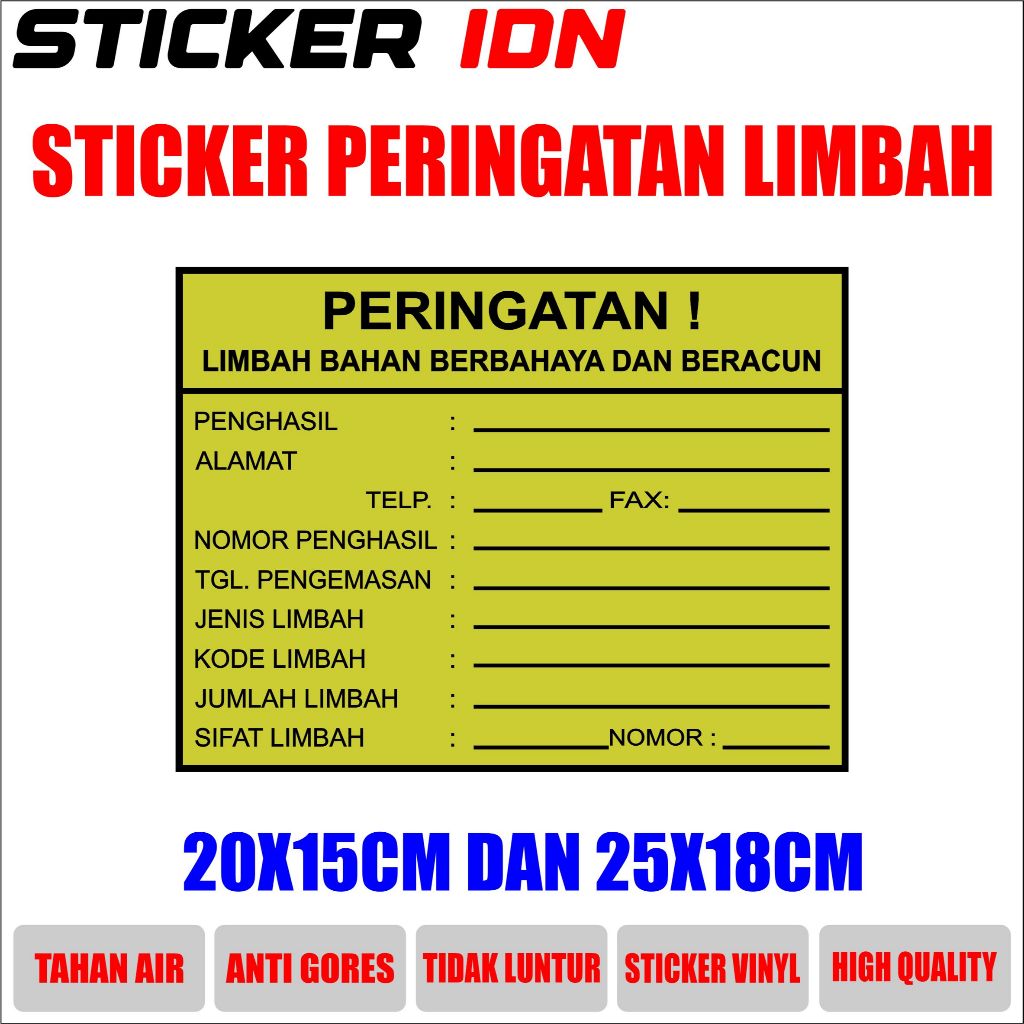 Jual Sticker Label Tanda Simbol Keterangan Limbah B3 Warning | Shopee ...