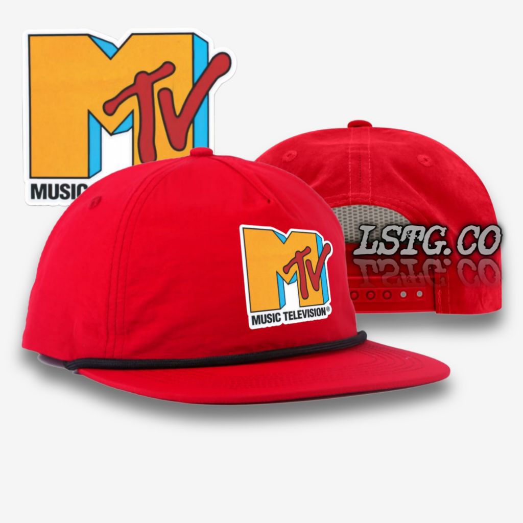 Vintage MTV Music Television Trucker Hat – Red Snapback, Mesh Back, Adjustable, 90s Style
