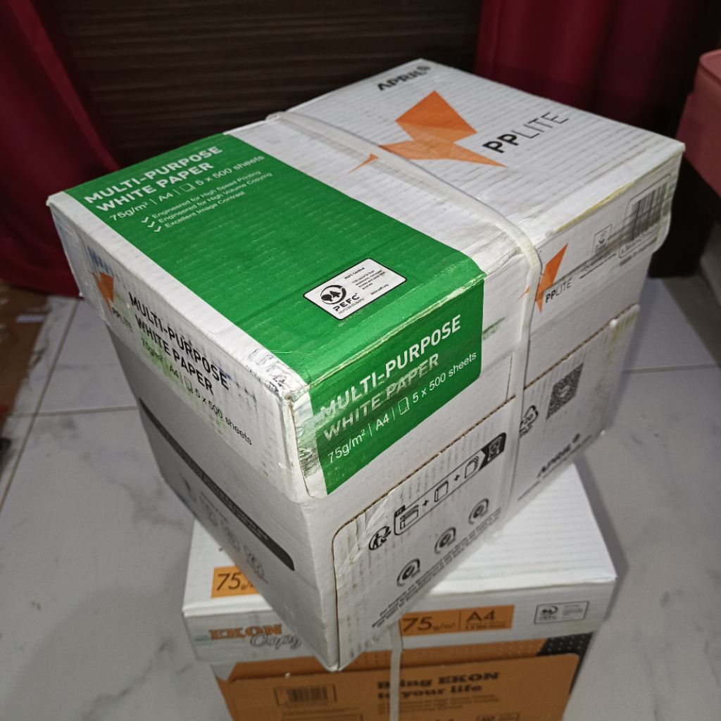 Jual KERTAS HVS A4 75 GRAM PPLITE 1 DUS Isi 5 Rim | Shopee Indonesia