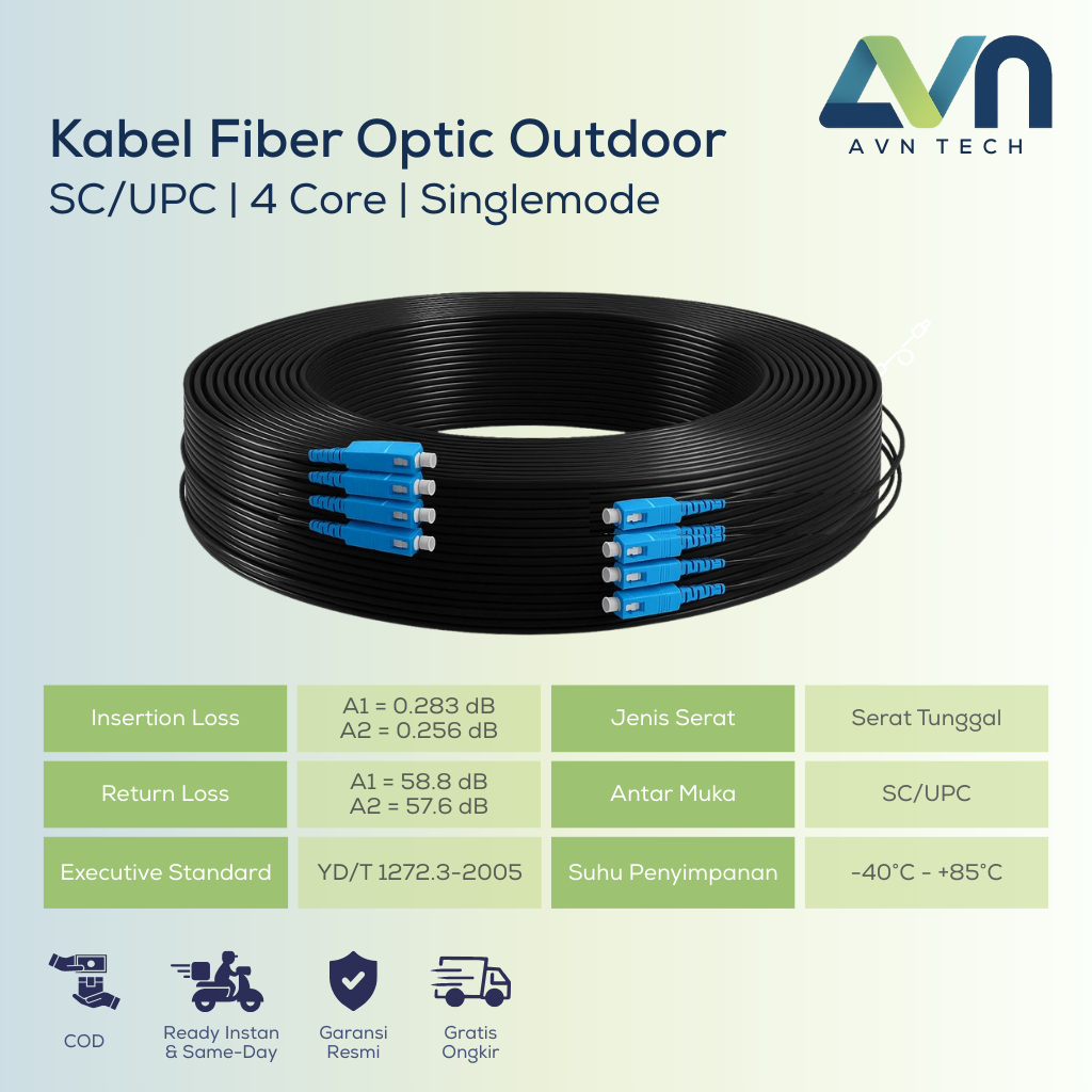 Jual AVN Tech Kabel Fiber Optic (FO) 4 Core Outdoor Precon SC UPC ...