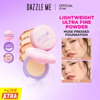 DAZZLE ME Muse Pressed Foundation  Long Lasting Filter Like Blurring Matte Compact Powder Oil control Bedak Padat Menyamarkan Bekas Jerawat dan Menyamarkan Pori