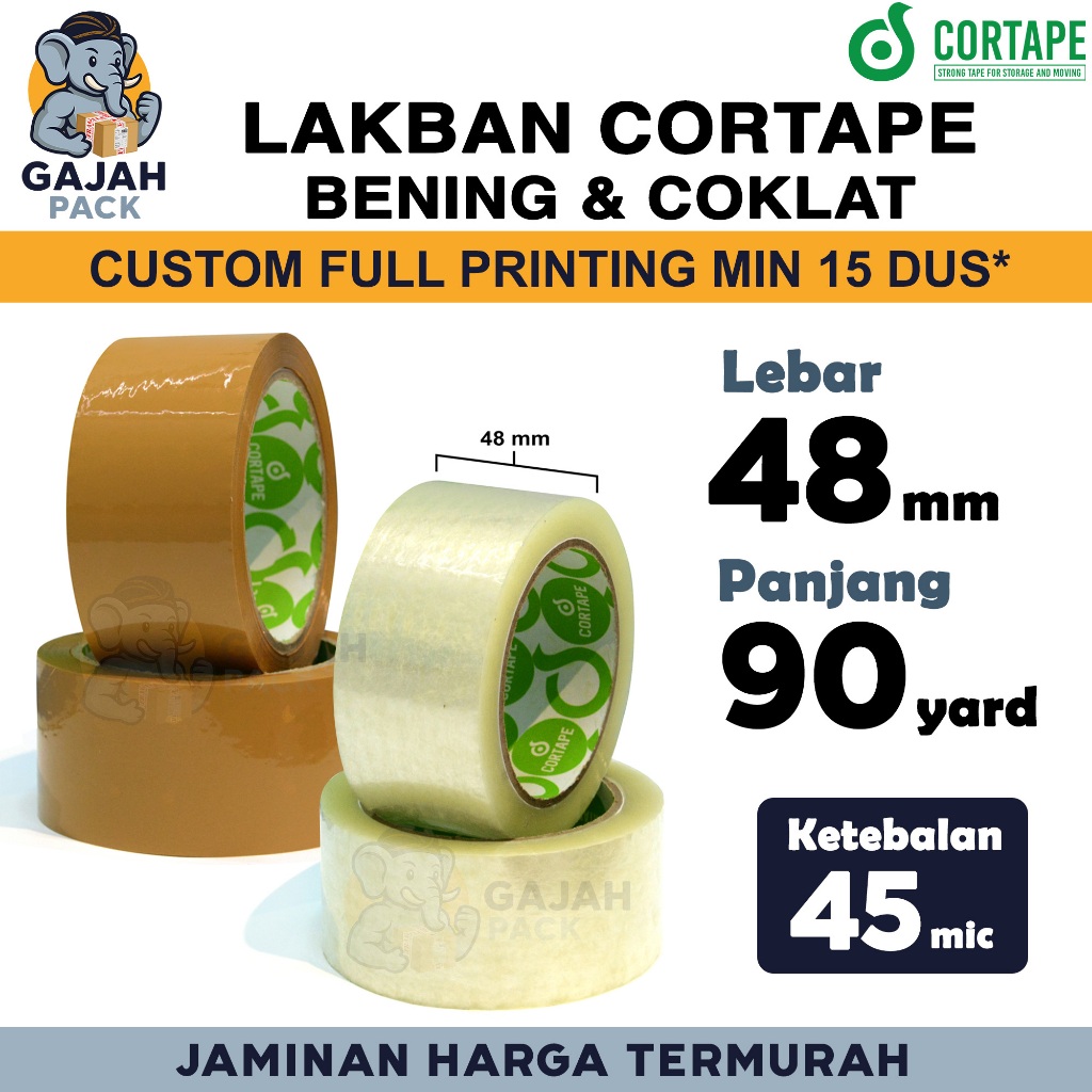 Jual Lakban 48mm x 90yard CORTAPE Bening Cokelat Isolasi OPP Tape ...