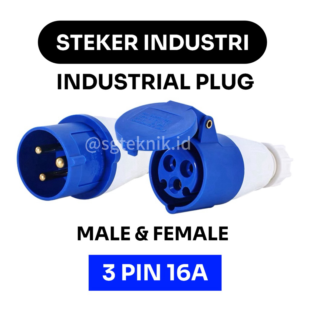 Jual STEKER GENSET INDUSTRI MALE FEMALE SOCKET PLUG 3PIN 16A | Shopee ...