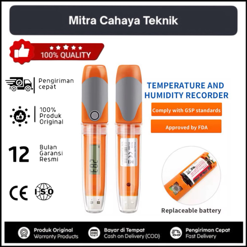 Jual Data Logger Temperature Humidity Elitech RC51H Thermometer ...