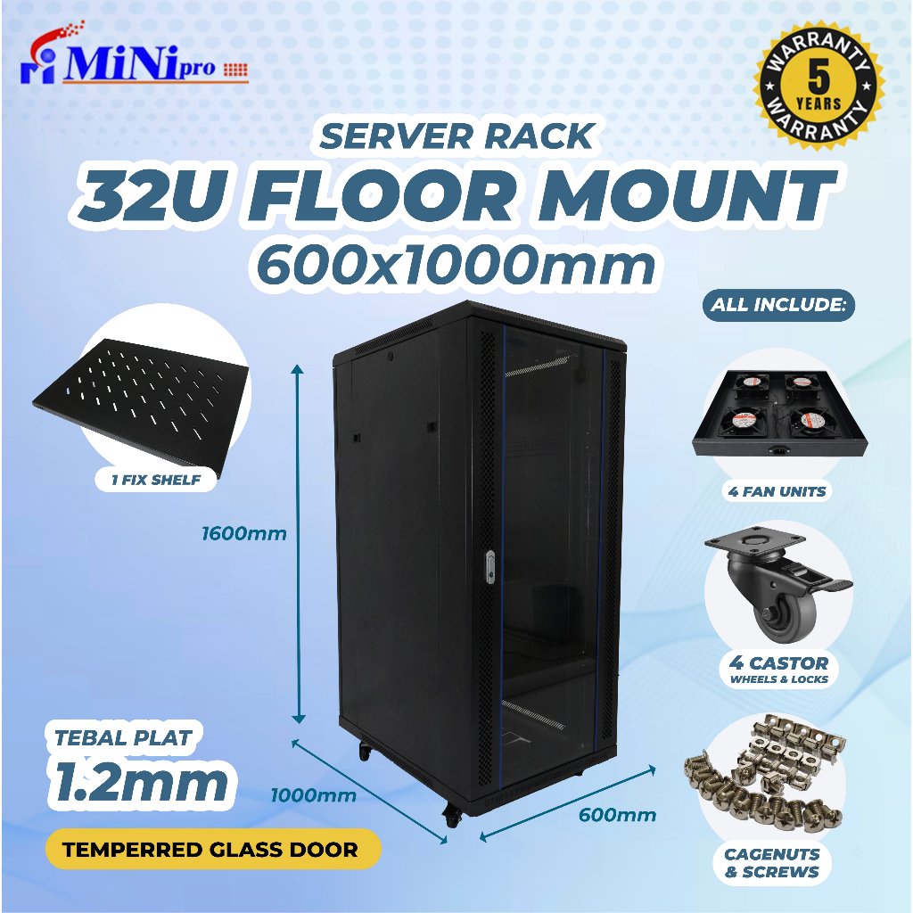 Jual Minipro Rack Server 32U 600x1000mm Floor Mount Rack | Shopee Indonesia