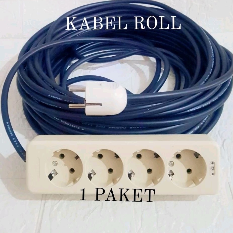 Jual Kabel serabut 2x2.5 Kabel Roll 10 meter full + Stopkontak 4 lubang ...