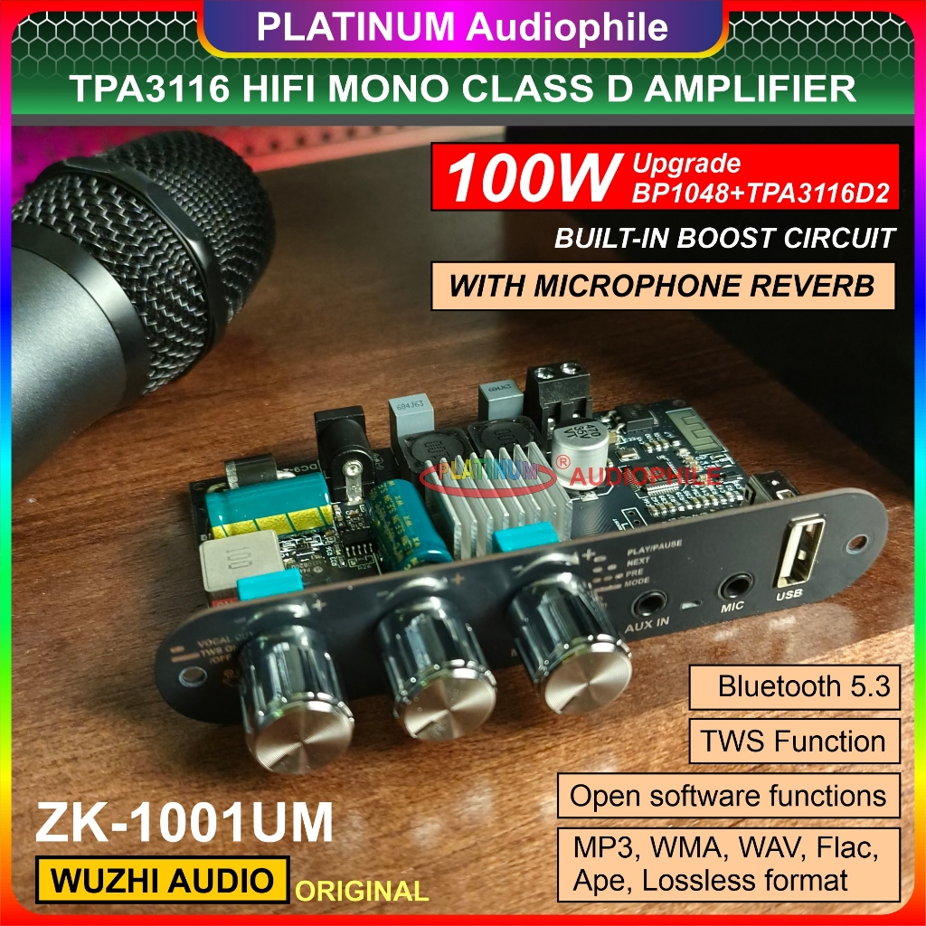 Jual TPA3116 Karaoke Reverb Amplifier Class D Mono 100W TWS Bluetooth 5 ...