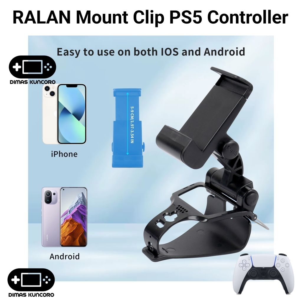Jual RALAN Mount Clip PS5 Controller stik hp android klip holder ...