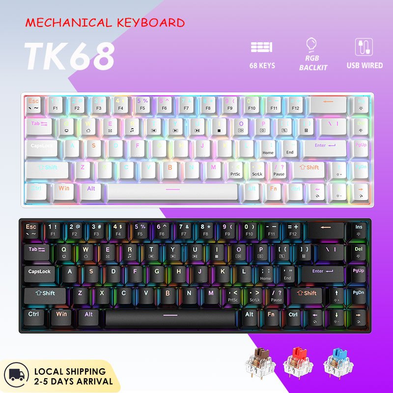 Jual Zifriend TK68 Wired Keyboard Mechanical Keyboard Gaming RGB ...