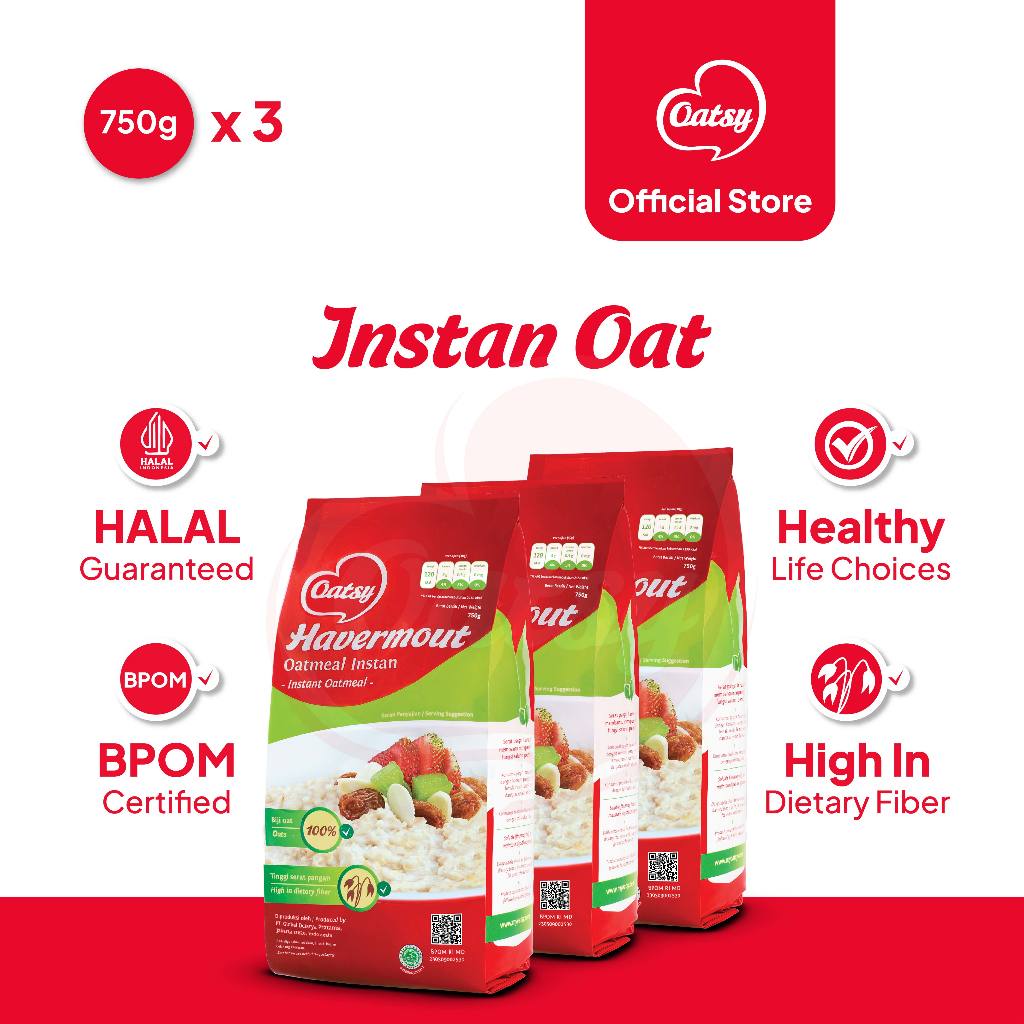 Jual OATSY Instant Oatmeal 750g (Triple Pack) | Shopee Indonesia