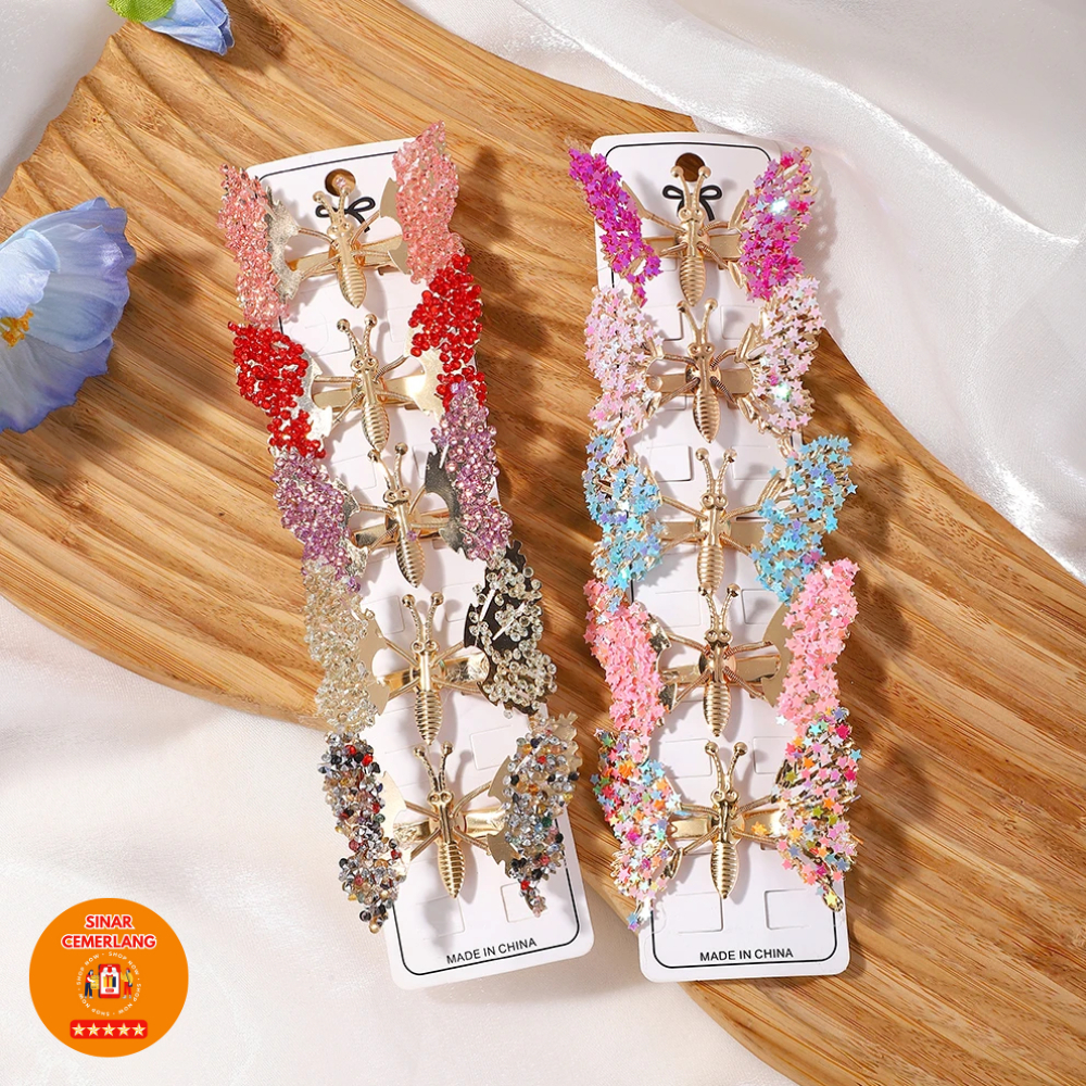 Jual SC Jepit Rambut Kupu Kupu Gerak 3D Jepitan Butterfly Gold Silver ...
