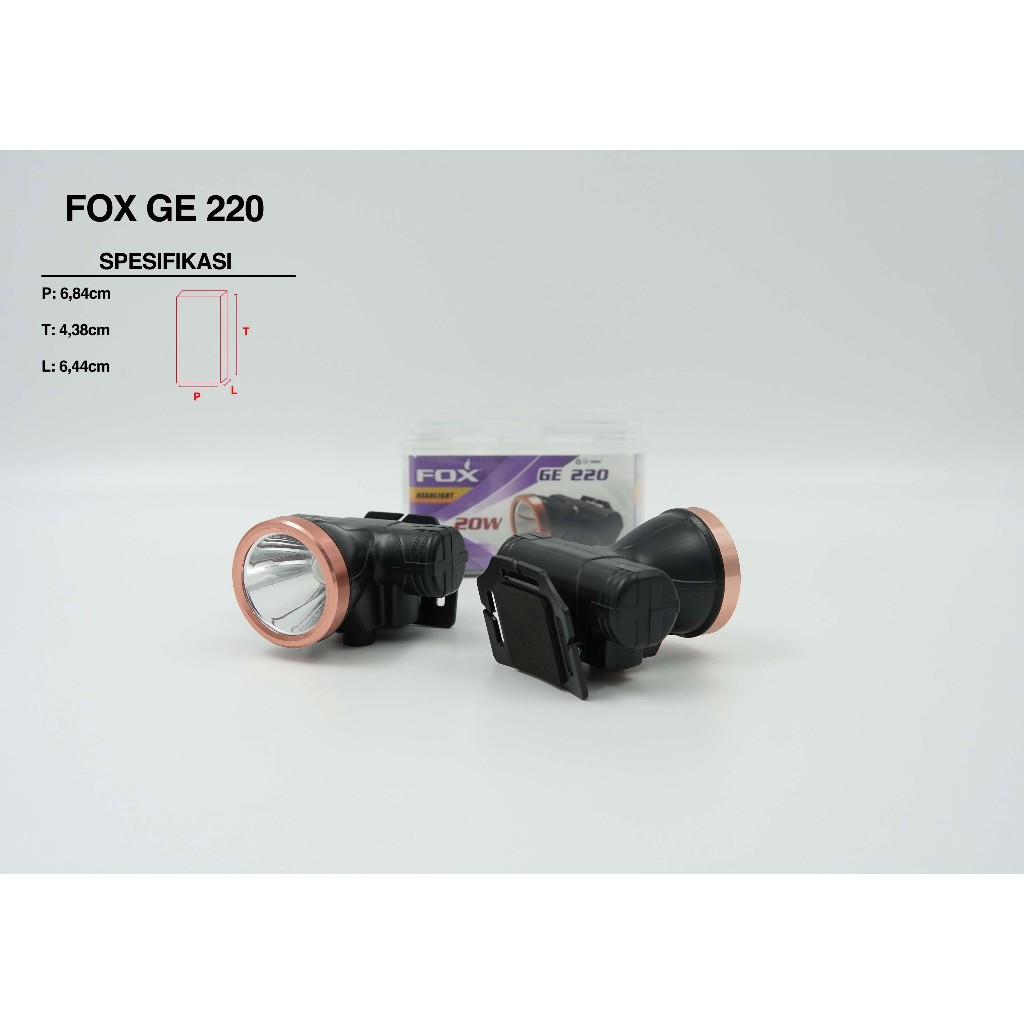Jual Senter Kepala LED FOX GE-220 – Headlamp Cas Rechargeable 20W Super ...