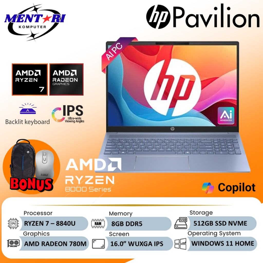Jual Laptop HP Pavilion 16 Ryzen 8840U 8GB 512GB SSD Radeon 780M