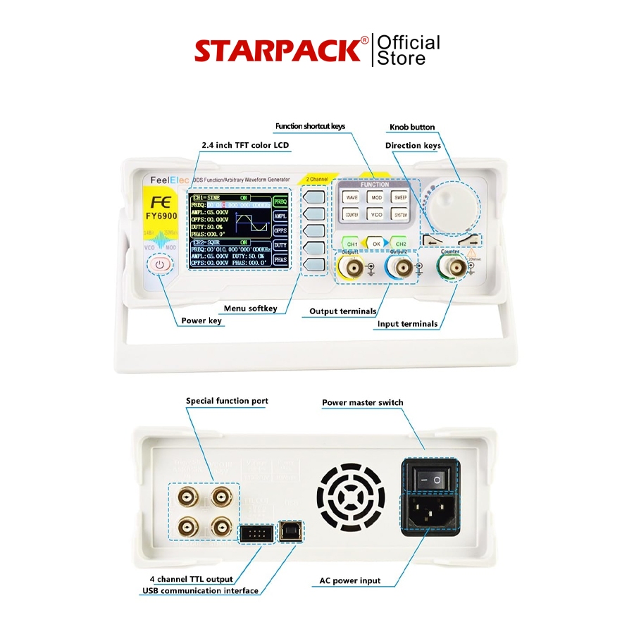 Jual FeelTech FY6900 Function Signal Generator Dual-CH Arbitrary ...