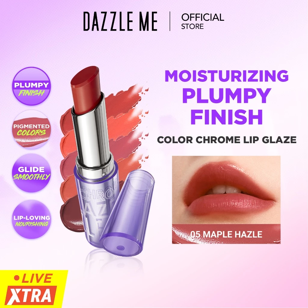 Lip Glaze Lipstick Balm Dazzle Me untuk Melembabkan Bibir dan Berpigmentasi Tinggi Glossy