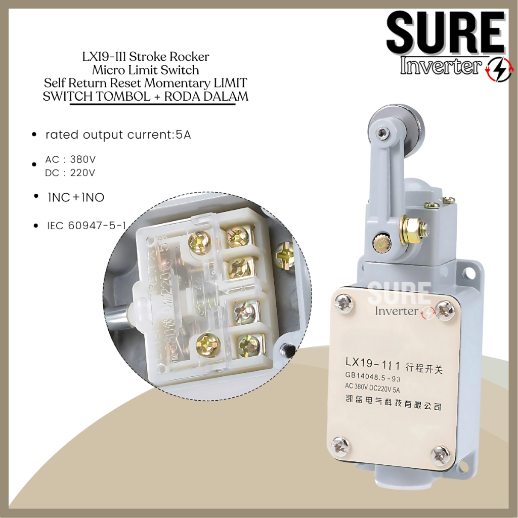 Jual LIMIT SWITCH SURE LX19-111 Automatic reset micro motion limiter ...