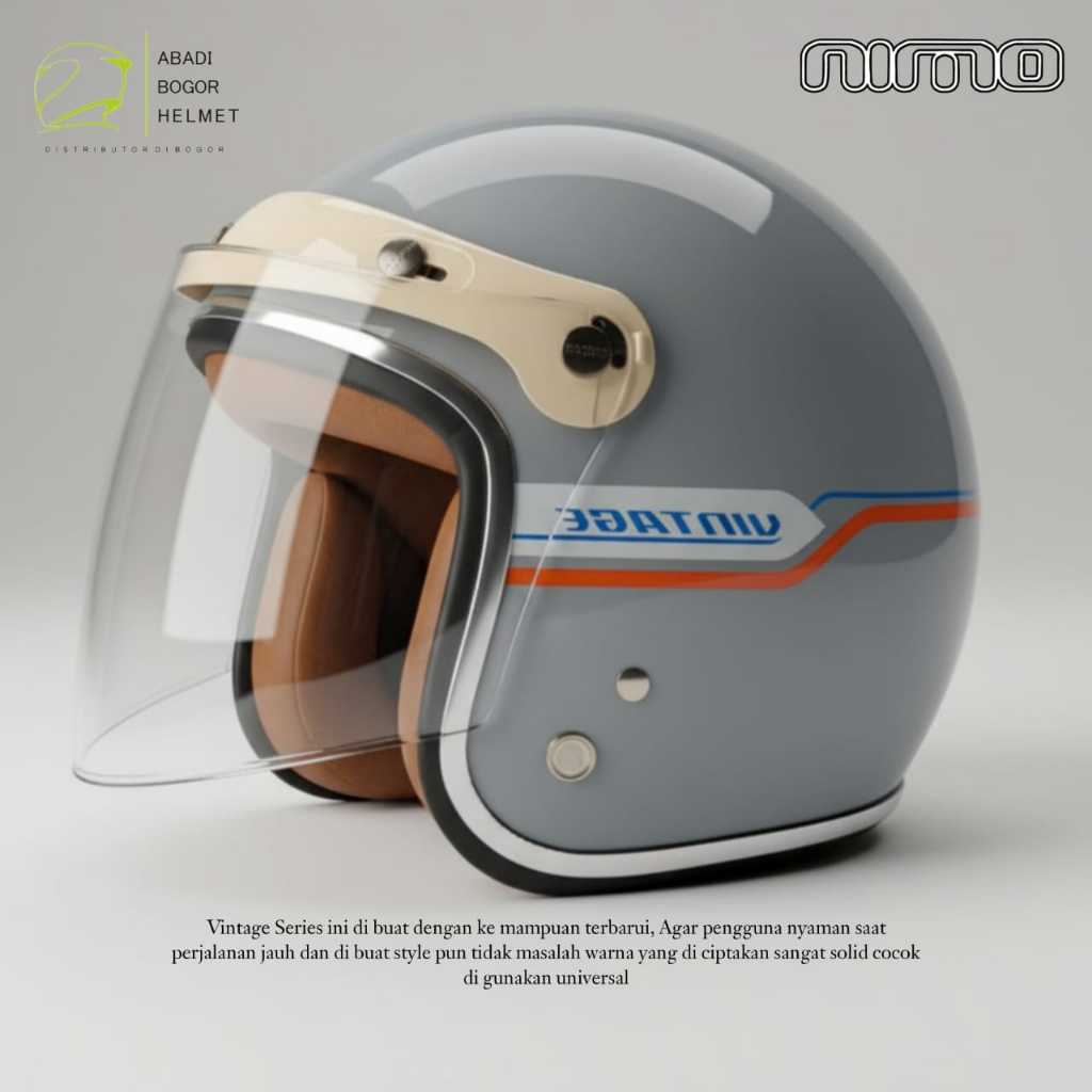 Jual HELM BOGO NIMO SERIES VINTAGE KACA FREAM HELM PREMIUM ABS GRAY ...