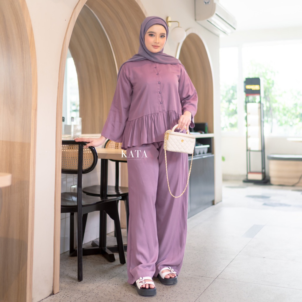 Jual Oneset Hayva - Setelan Wanita Rempel Kulot One Set Rayon Premium ...