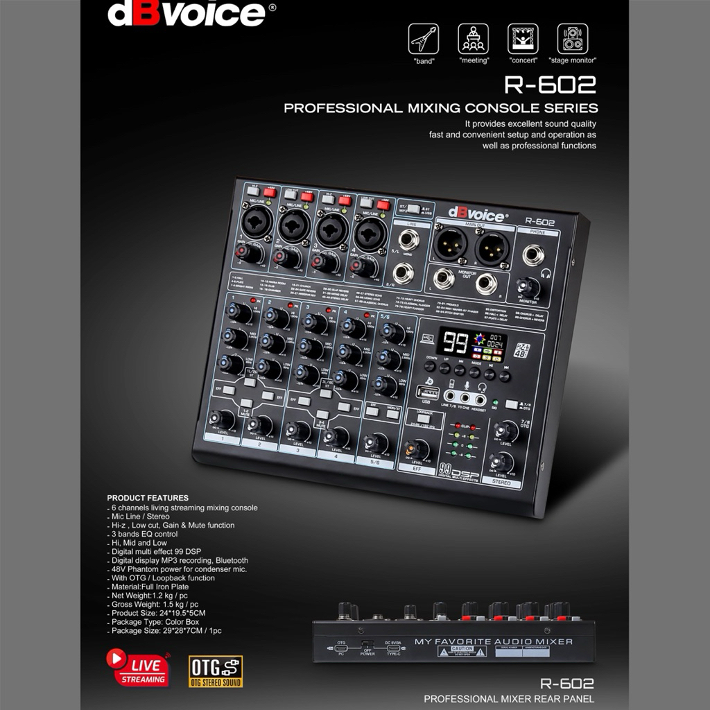 Jual Mixer dbvoice R 602 402 r602 r402 Original 6 Channel With OTG Live ...
