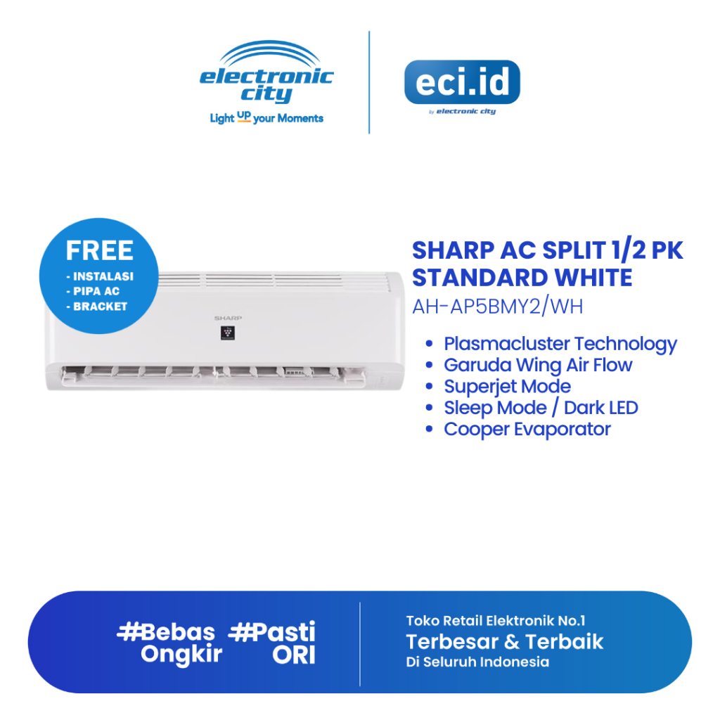 Jual Sharp AC Split 1/2 PK Standard - AH-AP5BMY2/WH | Shopee Indonesia