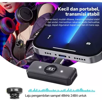 Wireless Microphone 2 In 1 Clip On Mic Magnetic Mikrofon HP Plug Play Dual Lavalier Microphone