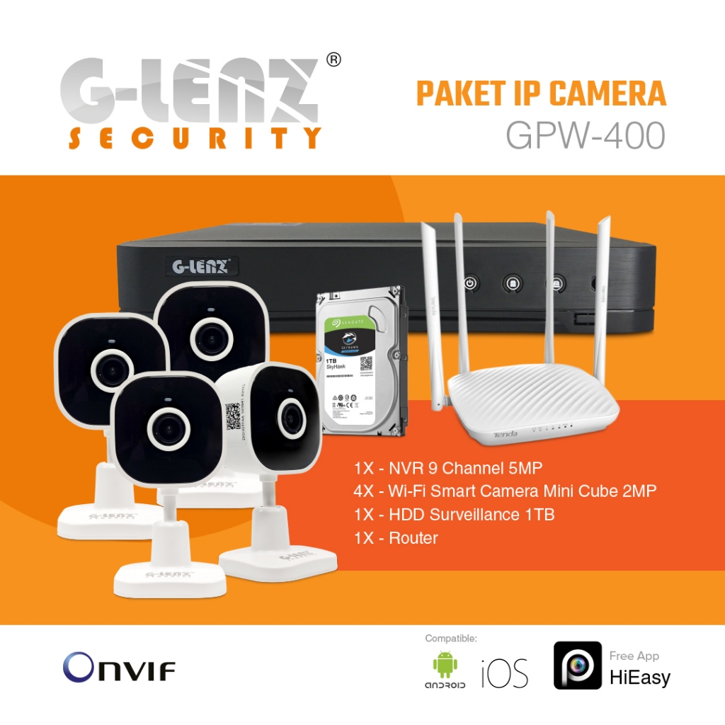 Jual GLENZ CCTV PAKET 4 CAMERA WIFI - CCTV Wifi Ip Cam NVR 5Mp Ai Face ...