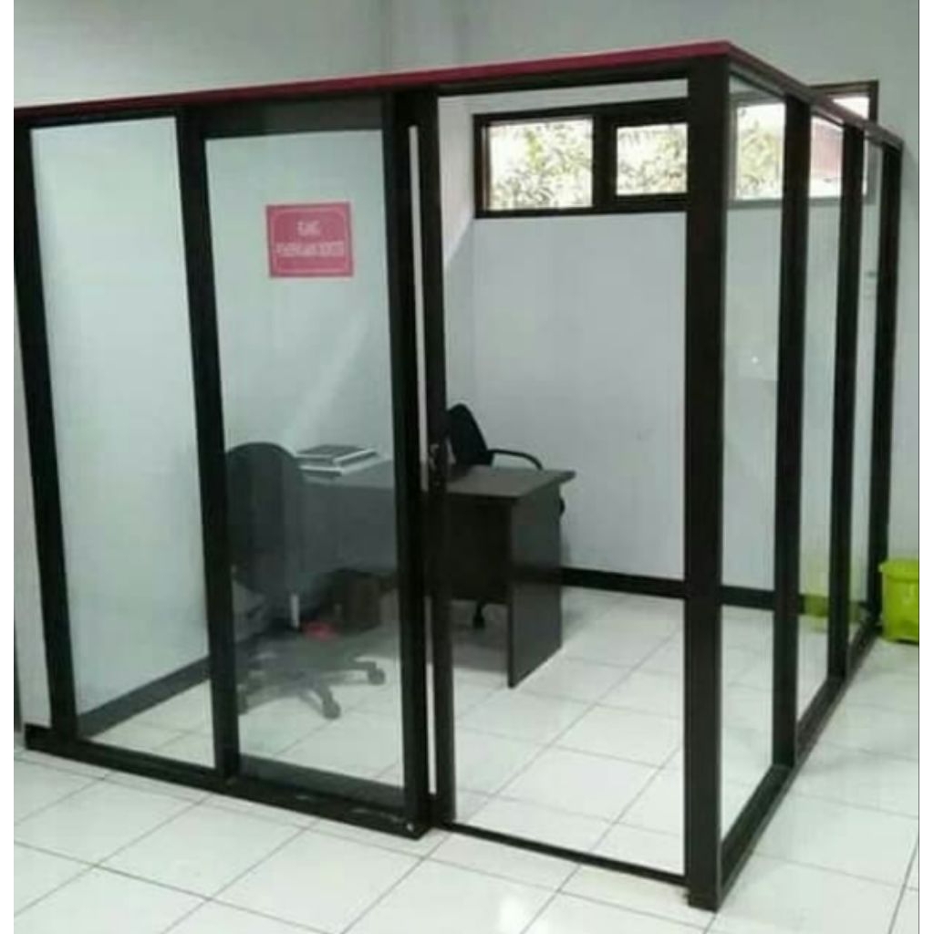 Jual Partisi kaca aluminium warna hitam doff ukuran bisa custom ...