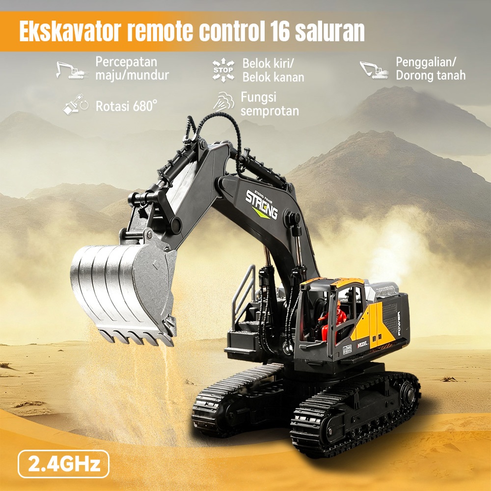 Jual Jojotoy 2.4GHz Excavator Remote Control 16 Channel RC Beko 4WD ...