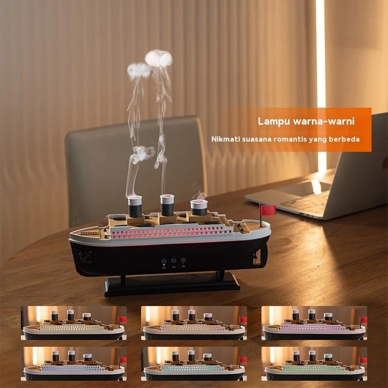 Jual 【COD】Humidifier Diffuser Kapal Simulasi Desain Kreatif Lampu LED 7 ...