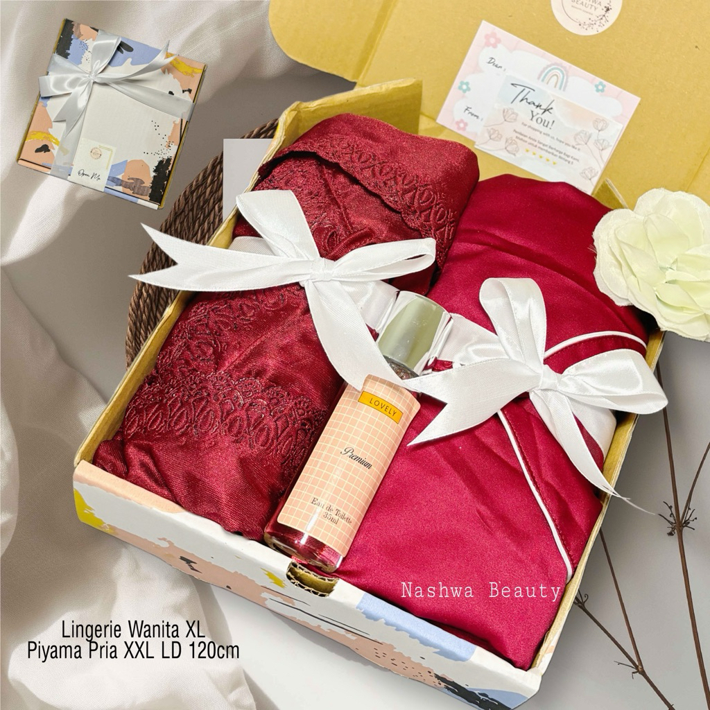 Hampers Piyama Couple lingerie Pakaian Tidur Dewasa| Hampers Wedding | Kado Pasangan | Kado Aniversary
