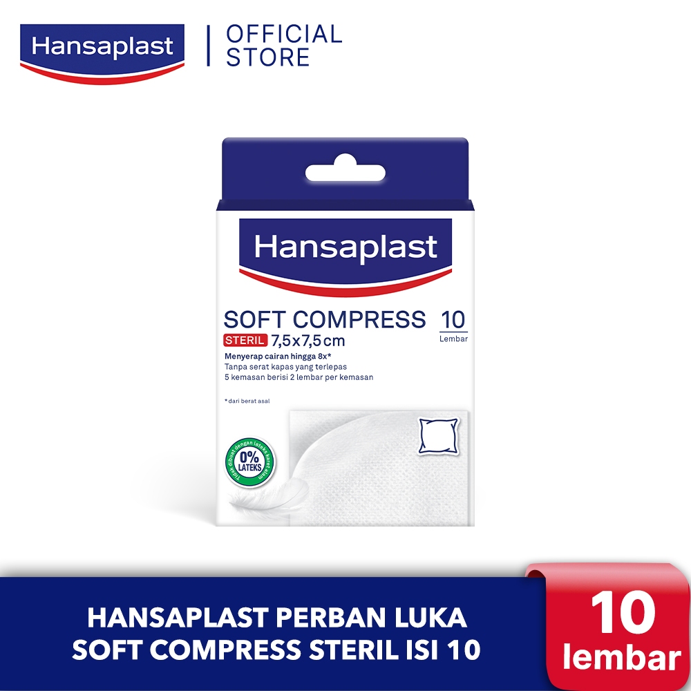 Jual HANSAPLAST Perban Luka Soft Compress Steril Isi 10 P3K Kain Kasa ...