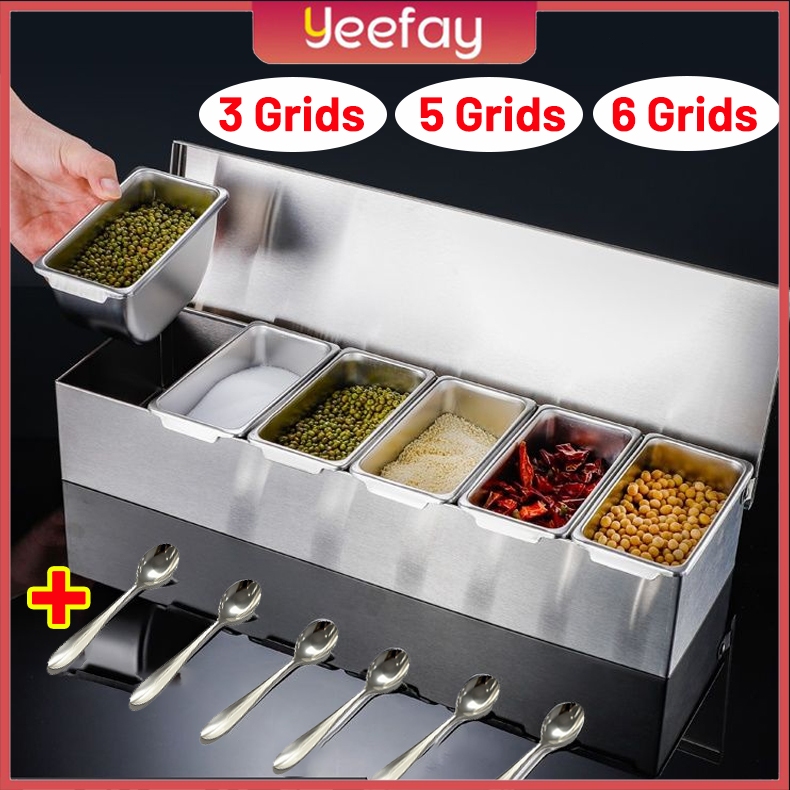 Jual Tempat Bumbu Stainless Seasoning Box 6 In 1 Kotak Bumbu Toples ...