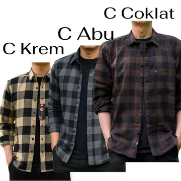 Kemeja Flanel Kotak Pria Wanita Lengan Panjang Jumbo Size M L XL XXL